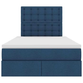 Bett mit LED-Lichtleisten mit Kopfteil Blau 120 x 200 cm Stoff