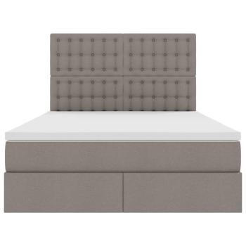 Bett mit LED-Lichtleisten mit Kopfteil Taupe 140 x 190 cm Stoff