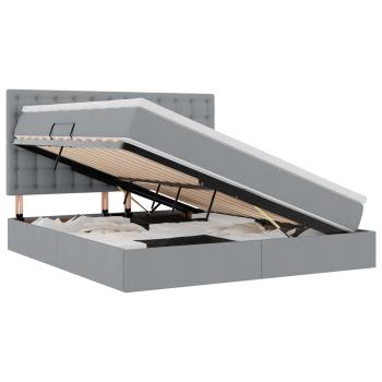 Bett mit LED-Lichtleisten Hellgrau 180 x 200 cm Stoff