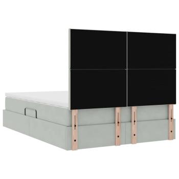 ARDEBO.de - Bett mit LED-Lichtleisten Hellgrau 140 x 190 cm Samt