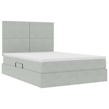 Bett mit LED-Lichtleisten Hellgrau 140 x 190 cm Samt