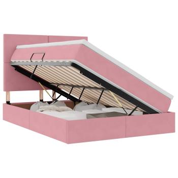 ARDEBO.de - Bett mit LED-Lichtleisten mit Kopfteil Rosa 140 x 190 cm Samt