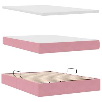 Bett mit LED-Lichtleisten mit Kopfteil Rosa 140 x 190 cm Samt