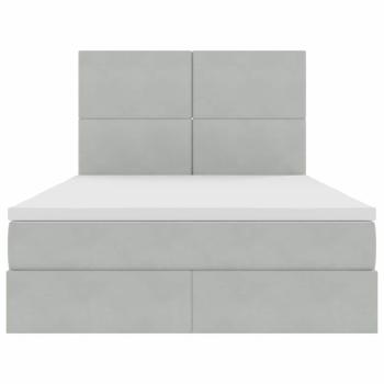 Bett mit LED-Lichtleisten Hellgrau 140 x 200 cm Samt