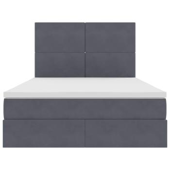 Bett mit LED-Lichtleisten Dunkelgrau 140 x 200 cm Samt