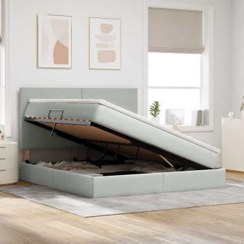 Bett mit LED-Lichtleisten Hellgrau 180 x 200 cm Samt