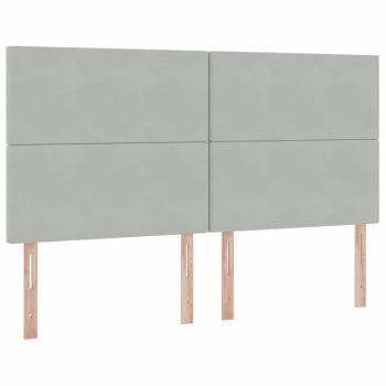 Bett mit LED-Lichtleisten Hellgrau 180 x 200 cm Samt