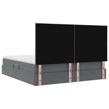 Bett mit LED-Lichtleisten Dunkelgrau 180 x 200 cm Samt