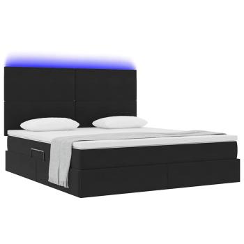 ARDEBO.de - Bett mit LED-Lichtleisten Schwarz 180 x 200 cm Samt