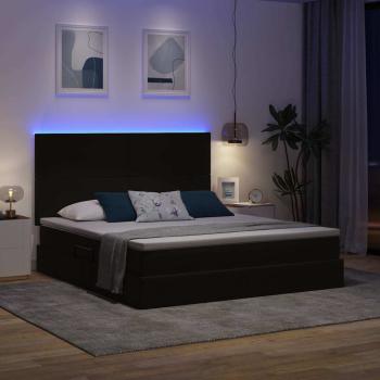Bett mit LED-Lichtleisten Schwarz 180 x 200 cm Samt