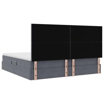 Bett mit LED-Lichtleisten Dunkelgrau 200 x 200 cm Samt