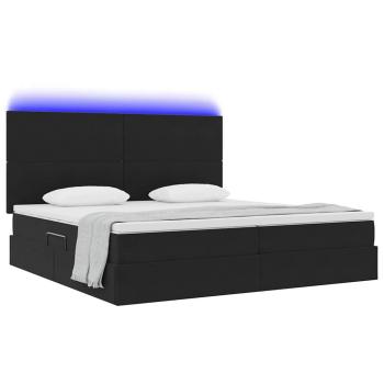 ARDEBO.de - Bett mit LED-Lichtleisten Schwarz 200 x 200 cm Samt
