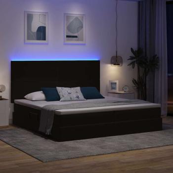 Bett mit LED-Lichtleisten Schwarz 200 x 200 cm Samt