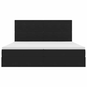 Bett mit LED-Lichtleisten Schwarz 200 x 200 cm Samt