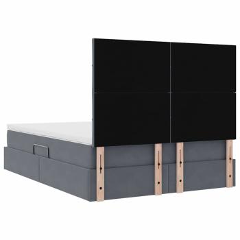 Bett mit LED-Lichtleisten Dunkelgrau 140 x 200 cm Samt