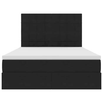 Bett mit LED-Lichtleisten Schwarz 140 x 200 cm Samt