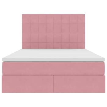 Bett mit LED-Lichtleisten mit Kopfteil Rosa 140 x 200 cm Samt