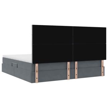Bett mit LED-Lichtleisten Dunkelgrau 200 x 200 cm Samt