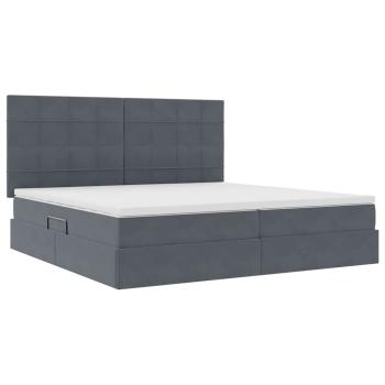 Bett mit LED-Lichtleisten Dunkelgrau 200 x 200 cm Samt