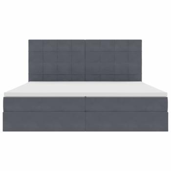 Bett mit LED-Lichtleisten Dunkelgrau 200 x 200 cm Samt