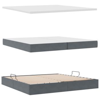 Bett mit LED-Lichtleisten Dunkelgrau 200 x 200 cm Samt