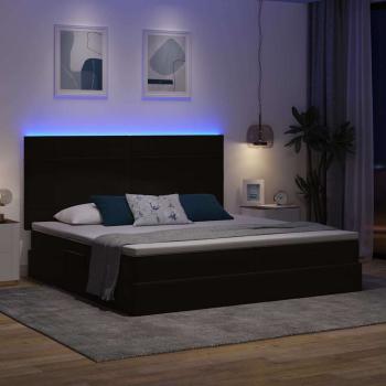 Bett mit LED-Lichtleisten Schwarz 200 x 200 cm Samt