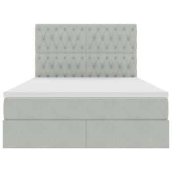 Bett mit LED-Lichtleisten Hellgrau 140 x 190 cm Samt