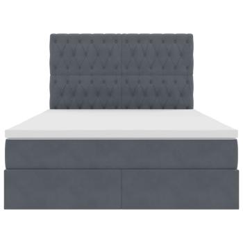 Bett mit LED-Lichtleisten Dunkelgrau 140 x 190 cm Samt