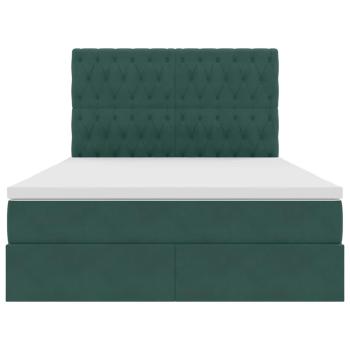 Bett mit LED-Lichtleisten Dunkelgrün 140 x 190 cm Samt