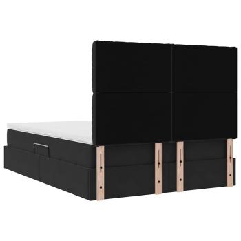 Bett mit LED-Lichtleisten Schwarz 140 x 200 cm Samt