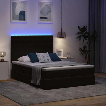 Bett mit LED-Lichtleisten Schwarz 140 x 200 cm Samt