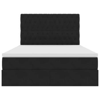 Bett mit LED-Lichtleisten Schwarz 140 x 200 cm Samt