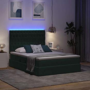 LED-Speicherbett mit Matratze Dunkelgrün 140 x 200 cm Samt