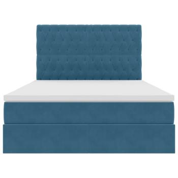 Bett mit LED-Lichtleisten Dunkelblau 140 x 200 cm Samt