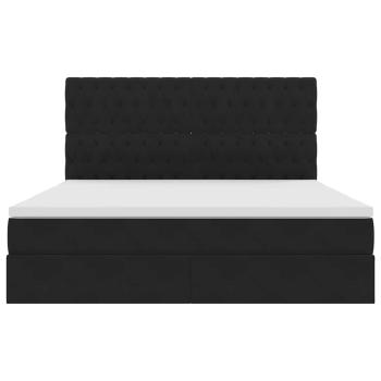 Bett mit LED-Lichtleisten Schwarz 180 x 200 cm Samt