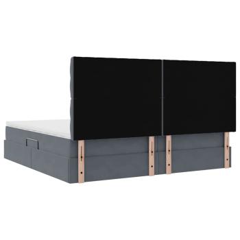 Bett mit LED-Lichtleisten Dunkelgrau 200 x 200 cm Samt