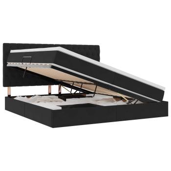 ARDEBO.de - Bett mit LED-Lichtleisten Schwarz 200 x 200 cm Samt