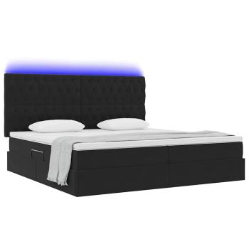 Bett mit LED-Lichtleisten Schwarz 200 x 200 cm Samt