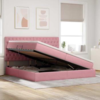 LED-Speicherbett mit Matratze Rosa 200 x 200 cm Samt