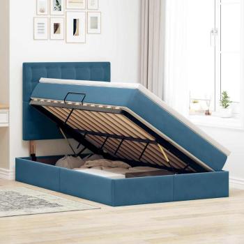 Bett mit LED-Lichtleisten Dunkelblau 120 x 200 cm Samt