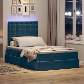 Bett mit LED-Lichtleisten Dunkelblau 120 x 200 cm Samt