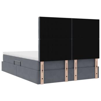 Bett mit LED-Lichtleisten Dunkelgrau 140 x 190 cm Samt