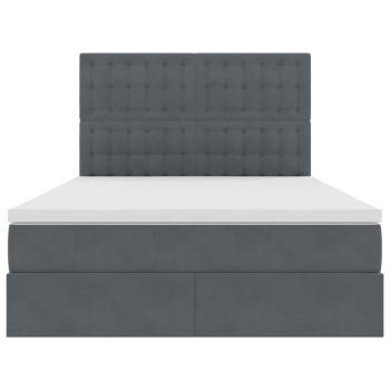 Bett mit LED-Lichtleisten Dunkelgrau 140 x 200 cm Samt