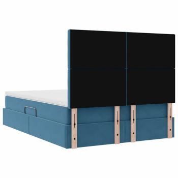 Bett mit LED-Lichtleisten Dunkelblau 140 x 200 cm Samt