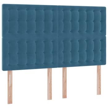 Bett mit LED-Lichtleisten Dunkelblau 140 x 200 cm Samt