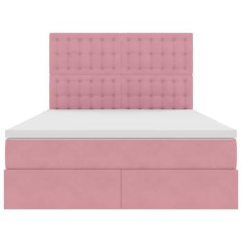 Bett mit LED-Lichtleisten mit Kopfteil Rosa 140 x 200 cm Samt