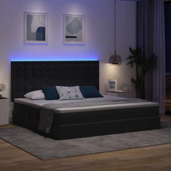 Bett mit LED-Lichtleisten Dunkelgrau 200 x 200 cm Samt