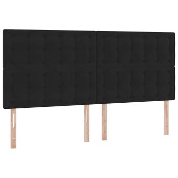 LED-Speicherbett mit Matratze Schwarz 200 x 200 cm Samt