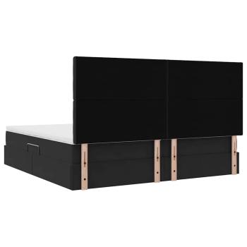 LED-Speicherbett mit Matratze Schwarz 200 x 200 cm Samt