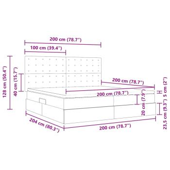 LED-Speicherbett mit Matratze Schwarz 200 x 200 cm Samt